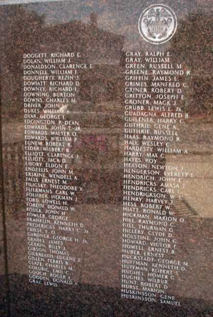 VERMILION COUNTY WORLD WAR II MEMORIAL PANEL B