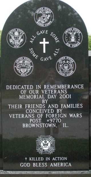 BROWNSTOWN VETERANS MEMORIAL DEDICATION STONE