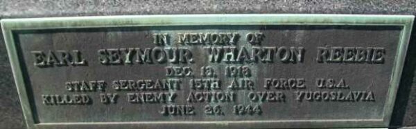 EARL SEYMOUR WHATON REEBIE WAR MEMORIAL PLAQUE