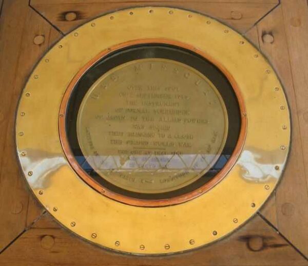 U.S.S. MISSOURI WAR MEMORIAL SHIP SURRENDER PLAQUE