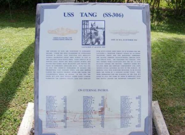 USS TANG (SS-306) WAR MEMORIAL PLAQUE