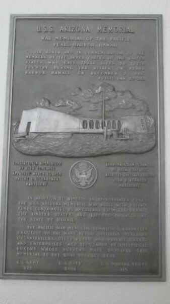 U.S.S. ARIZONA MEMORIAL PLAQUE