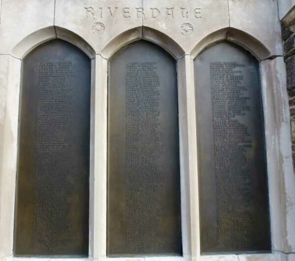 RIVERDALE, SPUYTENDUYVIL, KINGSBRIDGE MEMORIAL BELL TOWER RIVERDALE PLAQUES