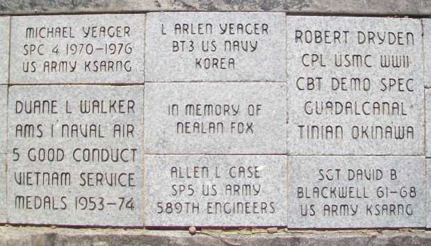 PAWNEE COUNTY AREA ALL VETERANS MEMORIAL PAVERS C
