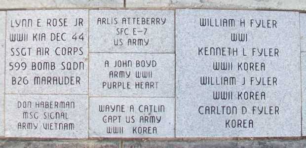 PAWNEE COUNTY AREA ALL VETERANS MEMORIAL PAVERS A