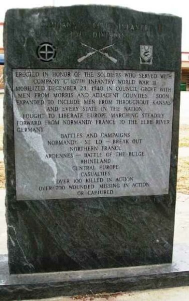 COMPANY “C” 137TH INFANTRY SANTA FE TRAIL DIVISION MEMORIAL BACK