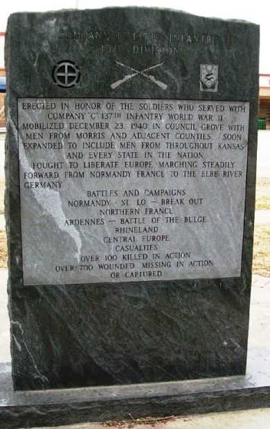 COMPANY “C” 137TH INFANTRY SANTA FE TRAIL DIVISION MEMORIAL BACK