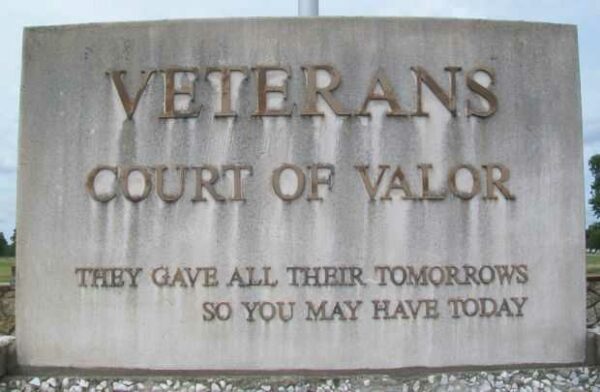 VETERANS COURT OF VALOR MEMORIAL DEDICATION STONE