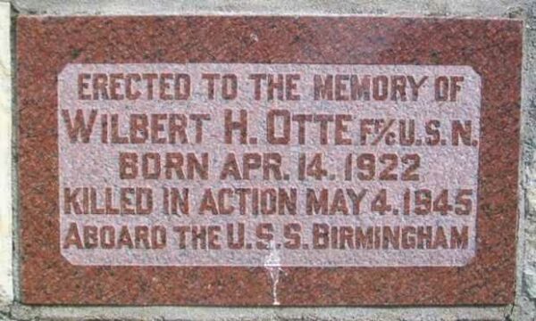 WILBERT HENRY OTTE WAR MEMORIAL DEDICATION STONE