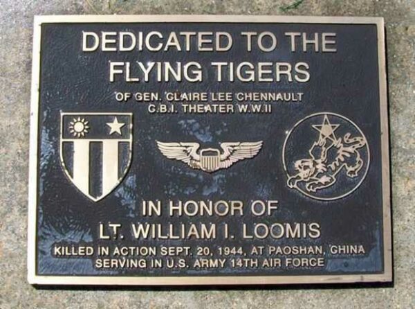 LT. WILLIAM I. LOOMIS WAR MEMORIAL PLAQUE
