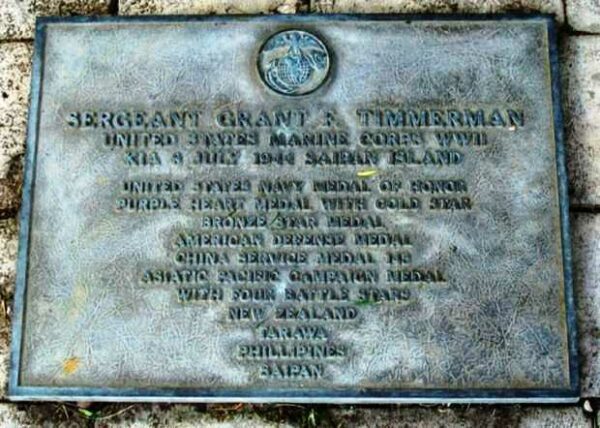 GRANT FREDERICK TIMMERMAN MEDAL OF HONOR WAR MEMORIAL PLAQUE B