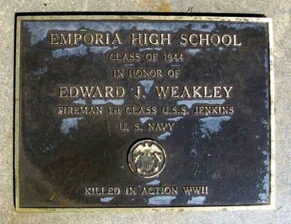 EMPORIA HIGH SCHOOL WORLD WAR II MEMORIAL PLAQUE D
