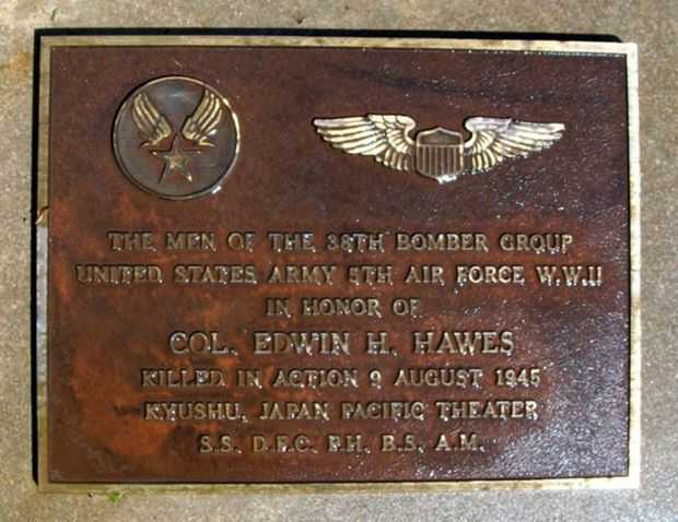 COL. EDWIN H. HAWES WAR MEMORIAL PLAQUE