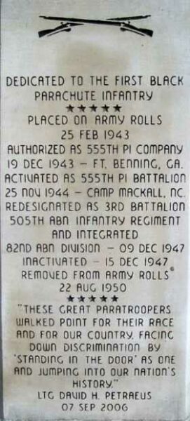 555TH PARACHUTE INFANTRY COMPANY MEMORIAL PANEL B