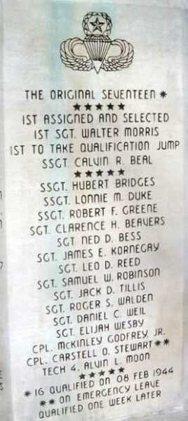 555TH PARACHUTE INFANTRY COMPANY MEMORIAL PANEL A