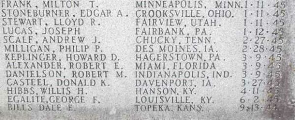 COMPANY E, 137TH INFANTRY REGT, 35TH INFANTRY DIV WAR MEMORIAL PANEL D