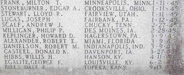 COMPANY E, 137TH INFANTRY REGT, 35TH INFANTRY DIV WAR MEMORIAL PANEL D