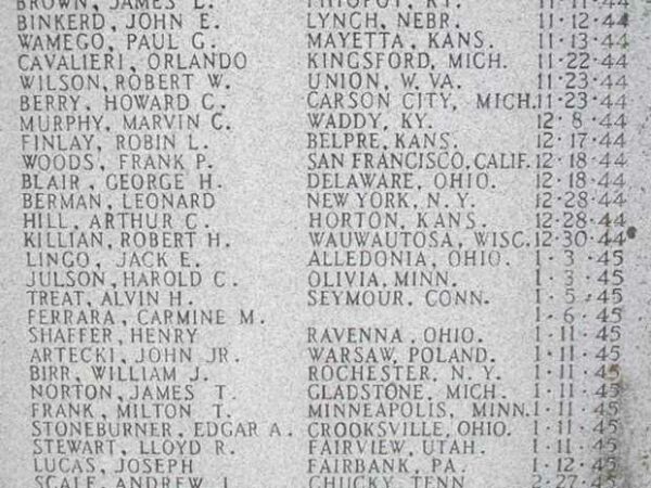 COMPANY E, 137TH INFANTRY REGT, 35TH INFANTRY DIV WAR MEMORIAL PANEL C