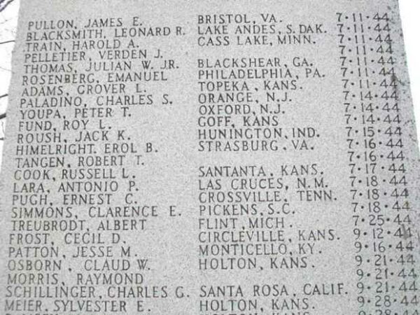 COMPANY E, 137TH INFANTRY REGT, 35TH INFANTRY DIV WAR MEMORIAL PANEL A