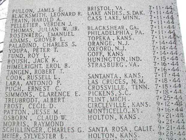 COMPANY E, 137TH INFANTRY REGT, 35TH INFANTRY DIV WAR MEMORIAL PANEL A