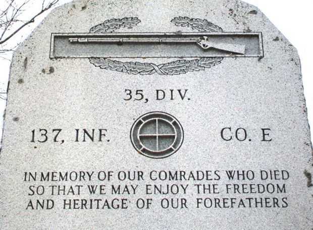 COMPANY E, 137TH INFANTRY REGT, 35TH INFANTRY DIV WAR MEMORIAL DEDICATION STONE