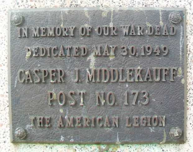AMERICAN LEGION POST NO. 173 WAR MEMORIAL PLAQUE
