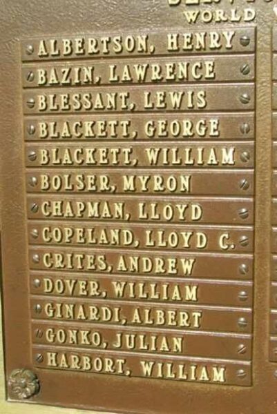 AMERICAN LEGION POST 182 MEMORIAL PLAQUE A