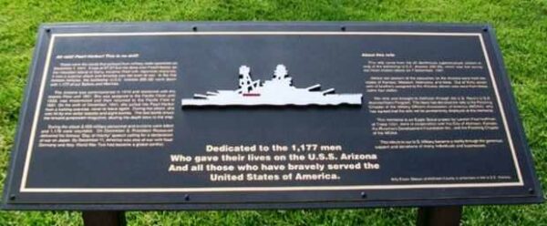 ATCHISON USS ARIZONA MEMORIAL PLAQUE