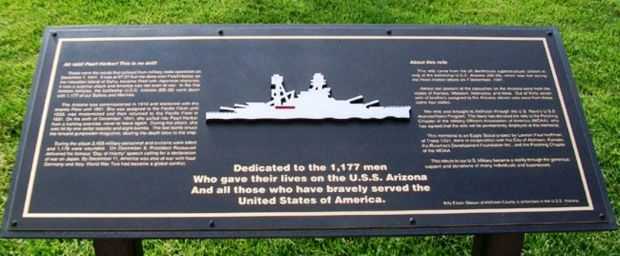 ATCHISON USS ARIZONA MEMORIAL PLAQUE