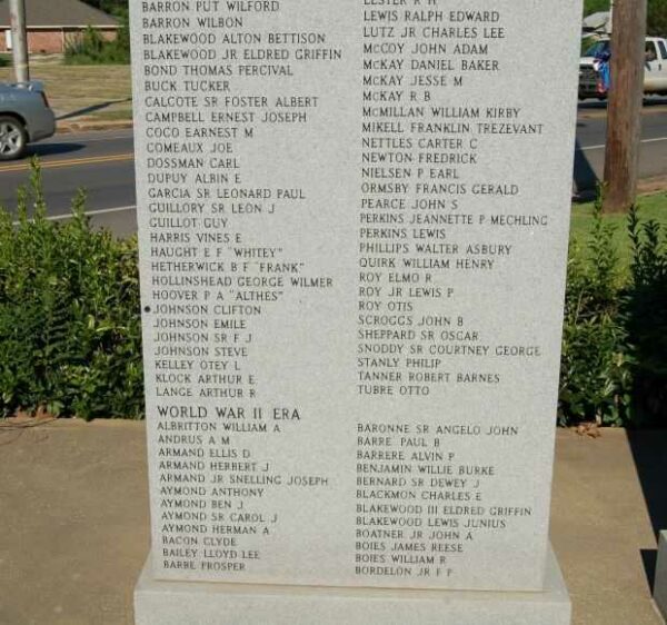 BUNKIE WAR VETERANS MEMORIAL PANEL B