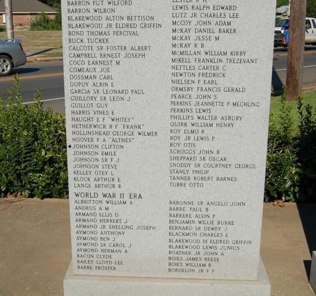 BUNKIE WAR VETERANS MEMORIAL PANEL B