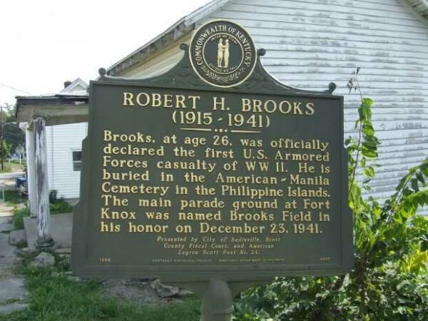 ROBERT H. BROOKS WAR MEMORIAL MARKER BACK