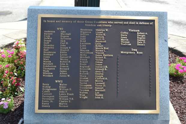 GREEN COUNTIANS WAR MEMORIAL CLOCK PLAQUE