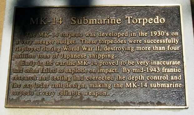MK-14 SUBMARINE TORPEDO WAR MEMORIAL PLAQUE