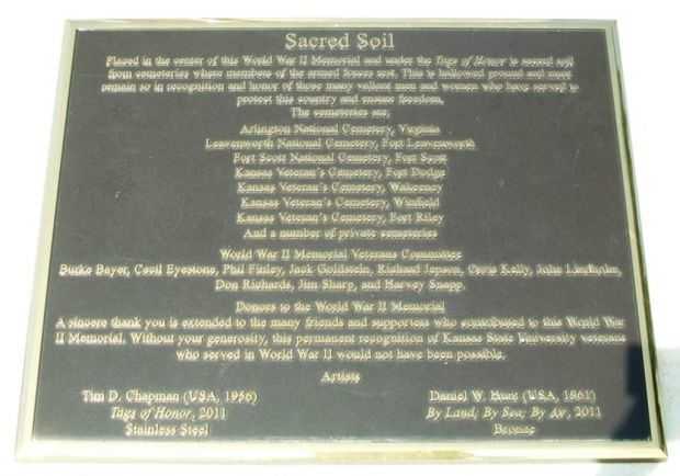 KANSAS STATE UNIVERSITY WORLD WAR II MEMORIAL PLAQUE B