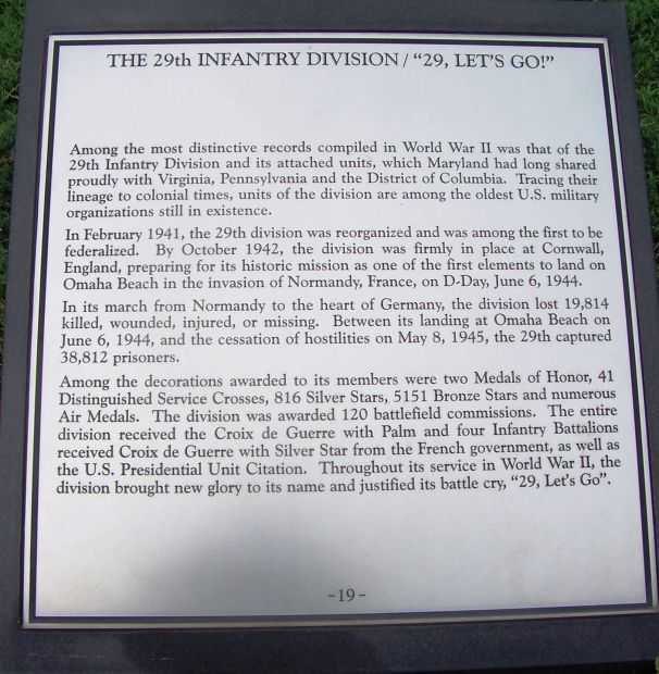 MARYLAND WORLD WAR II MEMORIAL PLAQUE S
