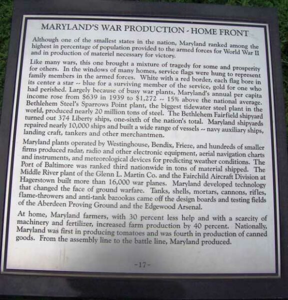 MARYLAND WORLD WAR II MEMORIAL PLAQUE Q