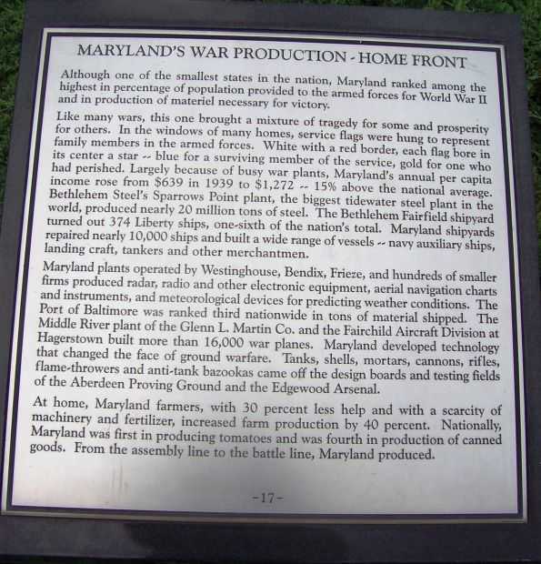 MARYLAND WORLD WAR II MEMORIAL PLAQUE Q
