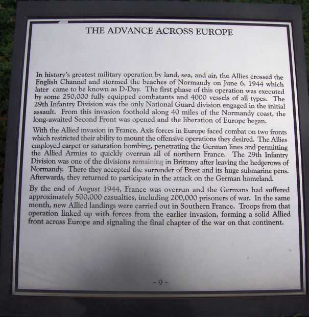 MARYLAND WORLD WAR II  MEMORIAL PLAQUE I