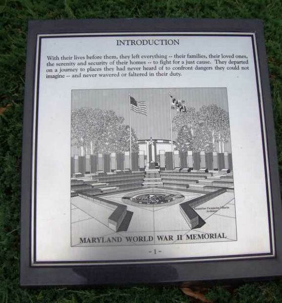 MARYLAND WORLD WAR II MEMORIAL PLAQUE A