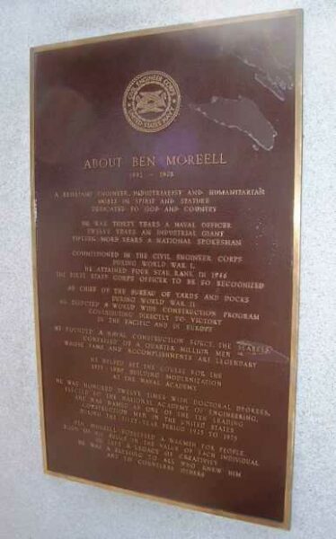 ADMIRAL BEN MOREELL WAR MEMORIAL PLAQUE B