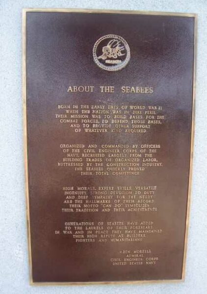 ADMIRAL BEN MOREELL WAR MEMORIAL PLAQUE A