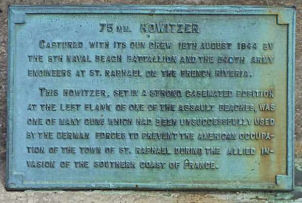 75MM. HOWITZER WAR MEMORIAL PLAQUE