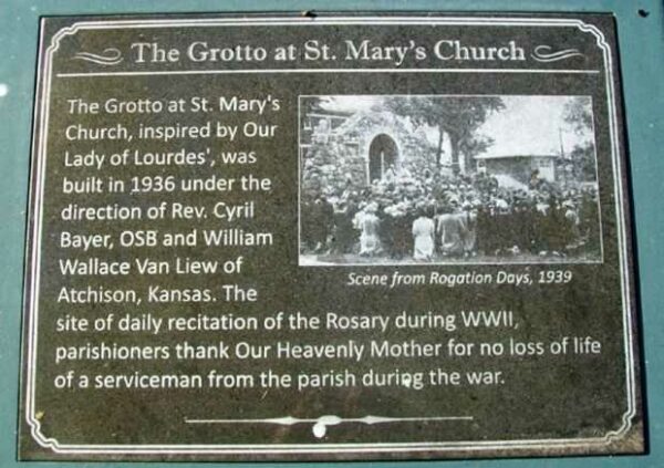 THE GROTTO AT ST. MARY’S CHURCH MEMORIAL PLAQUE