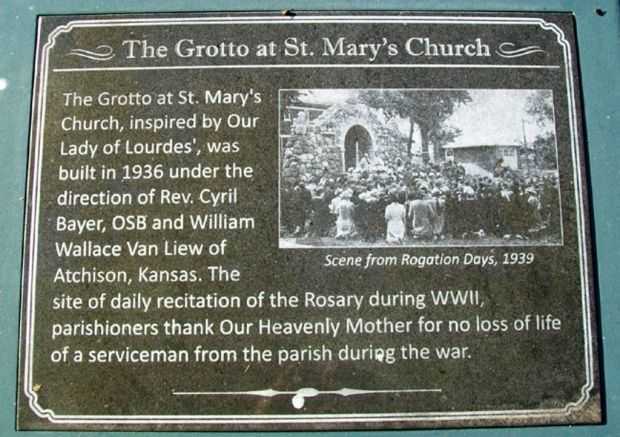 THE GROTTO AT ST. MARY’S CHURCH MEMORIAL PLAQUE