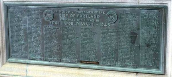 PORTLAND MAINE WORLD WAR II MEMORIAL PLAQUE