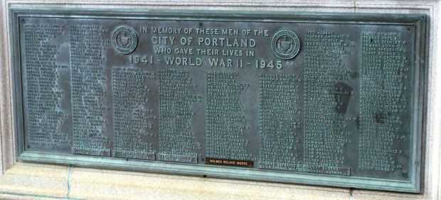 PORTLAND MAINE WORLD WAR II MEMORIAL PLAQUE