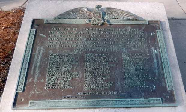 Point Breeze Works World War II Memorial Plaque