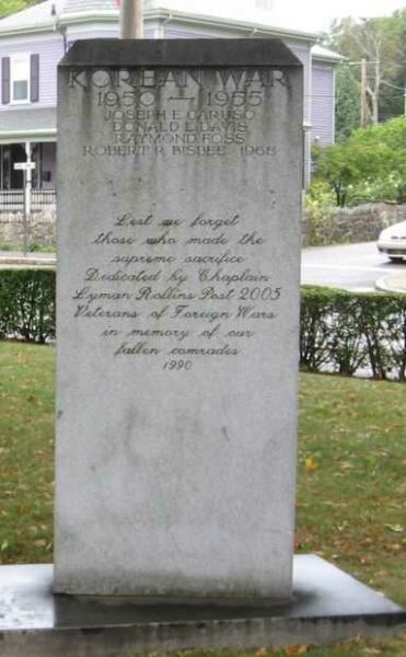 MARBLEHEAD WORLD WAR II-KOREAN WAR MEMORIAL RIGHT STONE