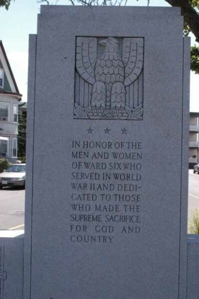 WARD SIX WORLD WAR II MEMORIAL DEDICATION STONE